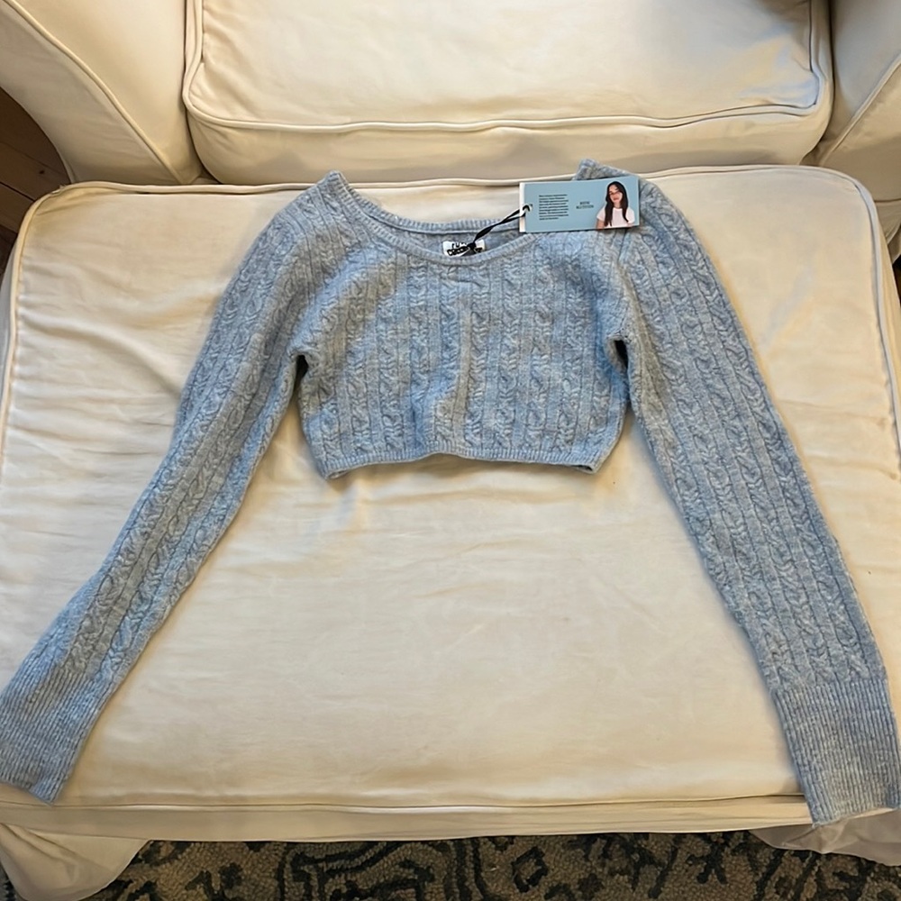 NWT - Future Collective Blue Cropped Sweater